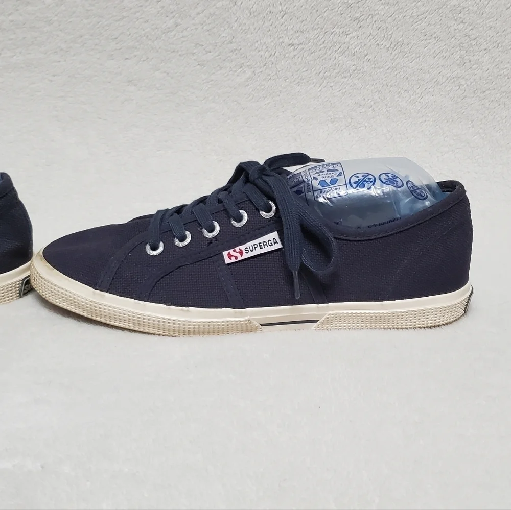 Superga Navy Blue Canvas Classic Lace-up Low Top Sneakers 7.5